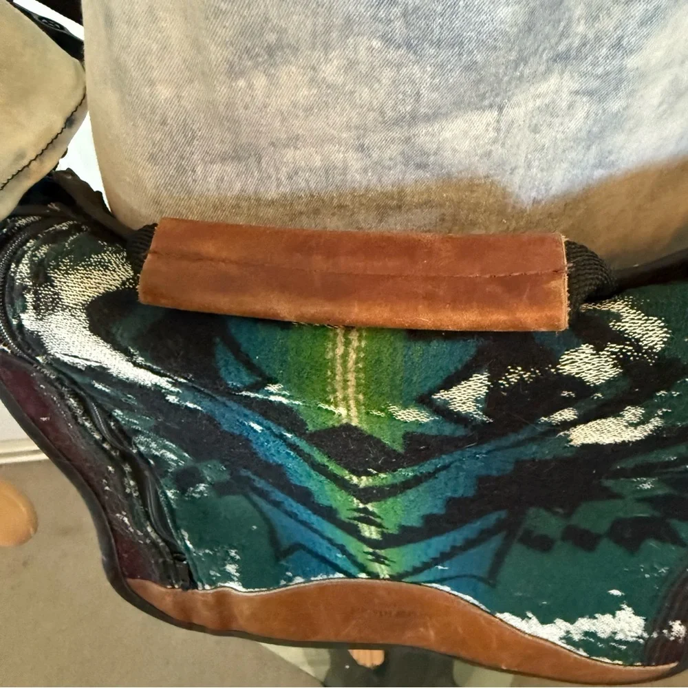Pendleton green wool leather crossbody laptop shoulder bag